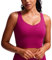 CRZ YOGA Butterluxe Damen V-Ausschnitt Longline Sport-BH - Gepolstert Workout Crop Tank Top mit Eingebautem BH Magenta Violett XL