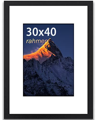 wyewye Bilderrahmen 30x40, MDF Holz Bilderrahmen schwarz, 21,5x28 cm, Rahmen 30x40 mit Acrylglas - zum vertikalen oder horizontalen Aufhängen, für Fotos, Poster, Puzzles