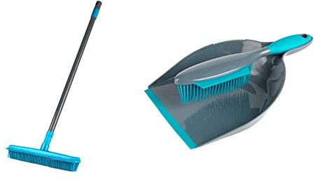 Beldray LA024350TQ Pet Plus+ 2 In 1 Lift & Trap Dual Rubber Head Brush with Squeegee Edge, Ideal for Hard Floors & LA069351EU Pet Plus+ Rubber Dustpan And Brush Set, Compact Approx 30 x 22 x 7.5cm