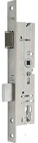 WSS Rohrrahmenschloss (Einsteckschloss) für die Haustüre PZW Flachstulp, mit Falle und Riegel, Dornmaß 24mm, Entfernung 92mm, Nuss 8mm, Edelstahl