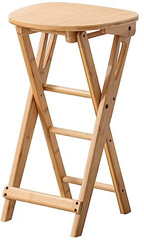 Aqkgtj Klappbarer Barhocker aus Bambus, Küchenstuhl mit Fußstütze, Klappstuhl Hochstuhl für Frühstück, Pub, Restaurant, Sitzhöhe 61 cm