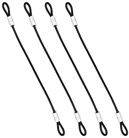 Edelstahl-Drahtseil mit Schlaufen, 50,8 cm, vinylbeschichtetes Drahtseil, langes Seil, Schlüsselband, Sicherheitsketten für Outdoor, Reisen, Zuhause, zum Aufhängen, 5 mm dick, 4 Stück