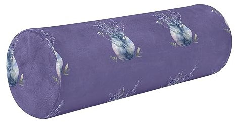 FRODOTGV Aquarell Lila Tulpe Vase Knie Nackenrolle Kissen für Beine Nackenrolle Kissen für Bett Sofa Runde Kissen Stützkissen für Beine