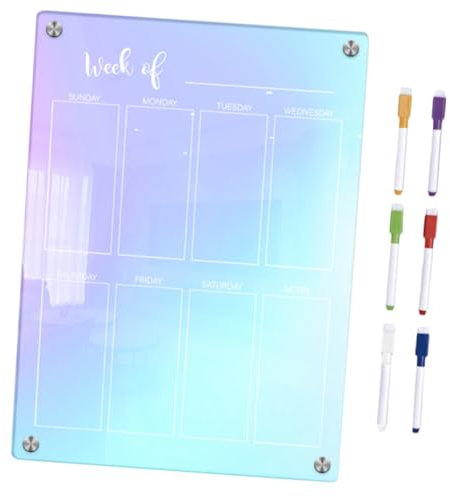 Yardwe 1 Jeu Tableau De Menu Effaçable à Sec Tableau Blanc De Planification des Horaires Calendrier Effaçable à Sec Tableau Acrylique Panneau Mural Bureau Magnétique
