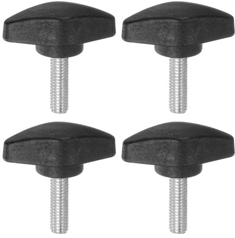 QUARKZMAN 4Pcs Boutons à Ailettes En T, Vis à Pouce M6 X 20mm, Filetage Mâle Standard, Poignées En Plastique, Boutons de Serrage à Main, Vis à Pouce, Noir.