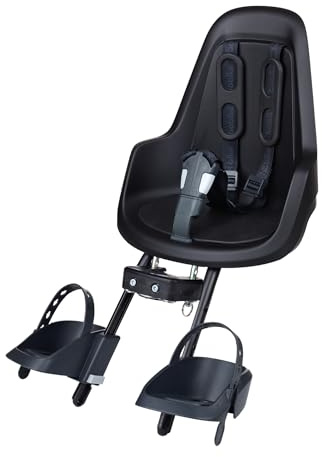 BOBIKE 8012000019 - Silla Portabebé Bicicleta Delantera One Mini Anclaje en Cuadro – Segura y Elegante para niños de 9 Meses a 3 años, hasta 15 kg, Negro Urbano