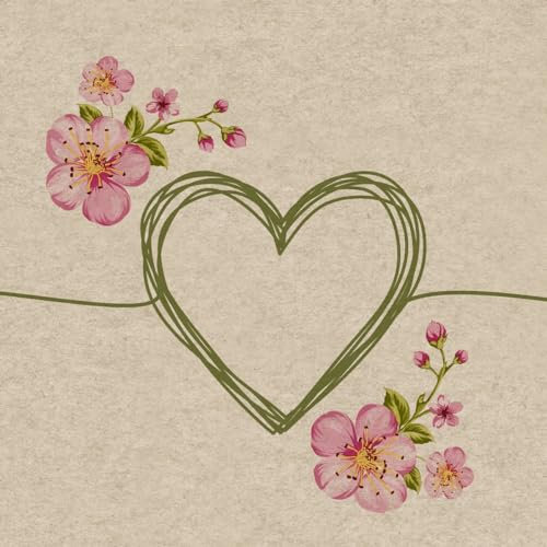 25 nachhaltige Servietten aus Recycling-Papier Hochzeit & Liebe Blumen pink an Herz als Tischdeko. Papierservietten mit Motiv. Ökologisch nachhaltige Deko aus recyceltem Papier. 33x33cm