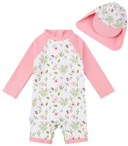 upandfast Baby Badeanzug mit Knöpfen UV Schutz Badebekleidung Für Baby Mädchen