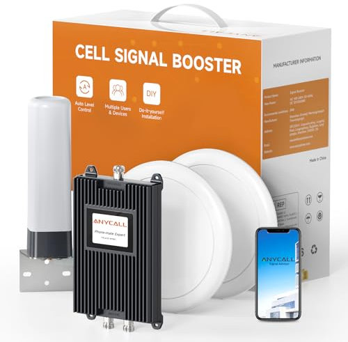ANYCALL Amplificatore Segnale Cellulare per Grandi Aree, 5G 4G LTE GSM Ripetitore per Banda 1,3,7,8,20, Doppia Antenna Interna, Amplificatore Doppio ad Alto Carico per TIM Vodafone Illid Wind Tre