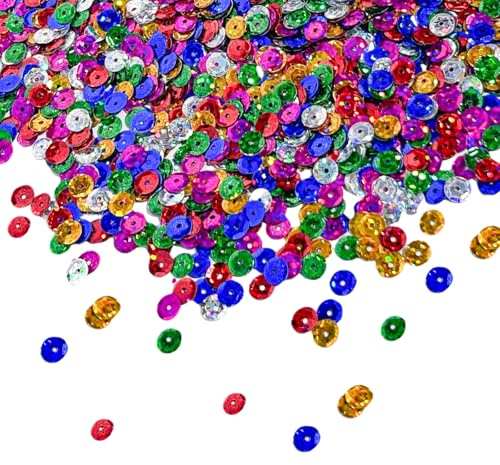 JEKUGOT 100g Iridescent Bulk Loose Sequins - 6mm Round PVC Sequins in Mixed Colors for DIY Arts and Crafts, Jewelry Making, and Clothing