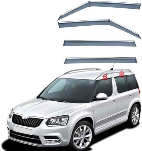 4 Stück Autofenster Windabweiser für Skoda YETI MK1-5L 2009-2017, Autofenster Regenschutz, Deflektoren Guard Zubehör, Deflektoren Guard