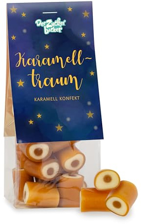 Karamell Traum – 50 g sahniges Karamell-Konfekt im Geschenkbeutel, kleines Geschenk zu Weihnachten für Süßigkeitenliebhaber und Liebhaberinnen