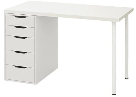 HPTHLY Computertisch, langlebig und pflegeleicht, Kommode, Arbeitstisch mit geräumiger Arbeitsfläche, ideal für das Home-Office oder als Studentens,(White 120X60X75CM)