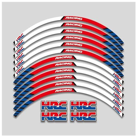 HBJzxlOK per H&Onda HRC REPSOL CBR600RR CBR1000RR CBR 600RR 1000RR Adesivo per cerchione da 17 Pollici Adesivo Riflettente per Motocicletta Striscia(Red And White)