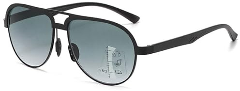 ABETOS Lesebrille Gleitsicht Getönt Multifokus Progressive Lesebrillen Piloten Sonnenbrille Lesehilfe Damen Herren Pilotenbrille