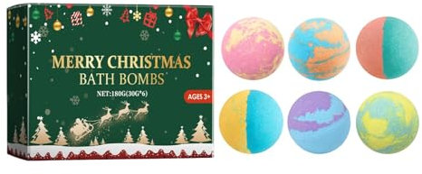 Sprudelnde Badekugeln, Badekugel für Frauen - 6X erfrischende Badesprudelbälle - Weihnachts-Spa-Entspannungsbadekugeln, handgefertigte Bio-Badekugeln für Frauen und Männer, Mädchen, Ehefrau