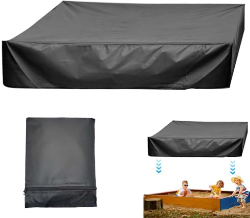 Mineup Sandkasten Abdeckung 150X150X20CM,Wasserdicht Sandkastenabdeckung mit Aufbewahrungstasche,Sandkastenplane, Wasserdicht 210D Oxford-Stoff Kordelzug Sandkastenabdeckung für Sandkasten Pool Garten