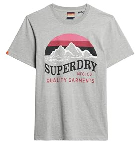 Superdry Herren Locker geschnittenes, klassisches Great Outdoors T-Shirt Hellgrau Gesprenkelt S