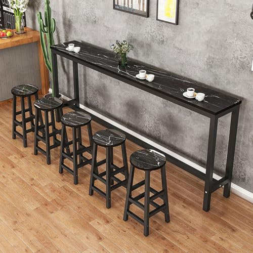 Moderna mesa alta negra con marco negro, 100 x 40 x 100 cm, ideal para cocina o comedor