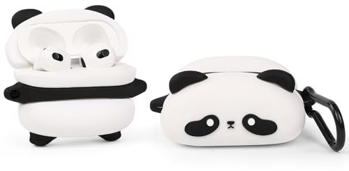 Custodia per auricolari AirPods di terza generazione (2021), XMBYGY in silicone a forma di cartone animato, custodia protettiva antiurto con portachiavi, per AirPods 3 (PPpanda)