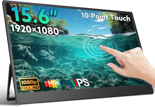GWSGUT - Monitor portatile FHD 1080P USB-C HDMI da 15,6 pollici con altoparlanti integrati HDR IPS ultra sottile per computer portatili PC Mac Phone PS4/5 monitor
