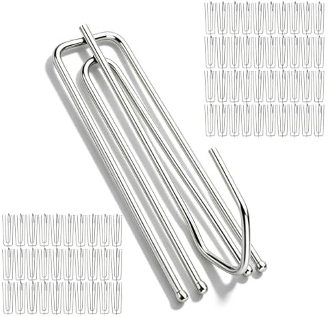 SHENGYIG 70 Piezas Enganche Cortinas, 4 Puntas Gancho para Visillos | Ganchos para Cortinas, Acero Inoxidable Ganchos Cortinas Riel, para Colgar Cortinas y Anillas