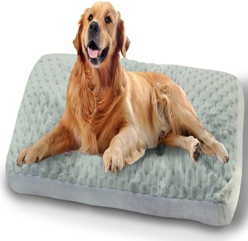 ping bu Großes Hundebett, waschbar, weich, Plüsch, großes Hundebett, Luxus-Katzenbett, beruhigend, Hundekissen, Anti-Angst-Matratzen (Grau, L-80 x 55 cm)