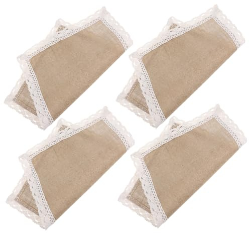 DECOMELODY 4pezzi Tovagliette in Lino Rettangolari Intrecciate in Iuta Naturale Resistenti Al Calore Protezione Tavolo Lavabili Per Uso Quotidiano e Eventi Speciali