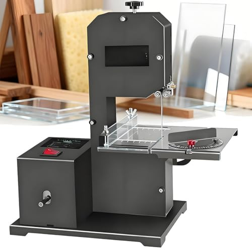 HuanEssentric 800W Scie sur Table Polyvalente,Scie à Ruban électrique,Table Métallique Inclinable,Idéale pour Usinage Petites Pièces Et Modélisme,Bois,Mousse