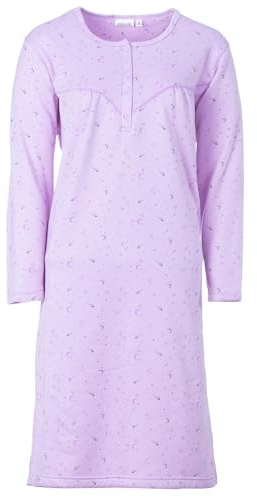Zeitlos Nachthemd Hanna Damen Thermo Langarm mit Sternen Mond und Sternschnuppen Knopfleiste Abnäher Brust Gr. M-2XL