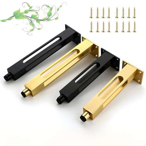 RSRSR Verstellbare Möbelbeine aus Metall – 4-teilige Stützfüße aus massiver Aluminiumlegierung for Esstische/Schreibtische/Schränke(Gold,25cm/9.84inch)