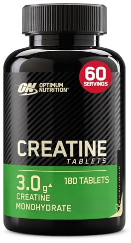Optimum Nutrition Creatine Tabletten – 3 g Kreatinmonohydrat pro Portion zur Unterstützung der Leistungsfähigkeit bei hochintensivem Training – 60 Portionen (180 Tabletten)