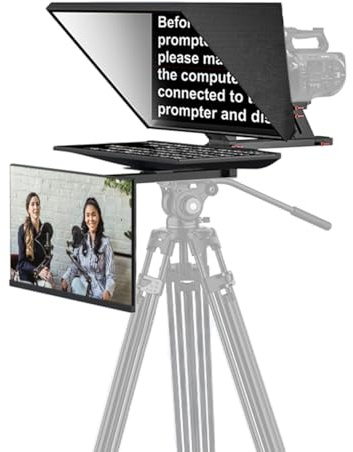 DESVIEW DT22 Teleprompter, pantalla grande Full HD de 22 pulgadas, prompter profesional con trípode para cámaras/DSLR/smartphones, ideal para estudio de televisión, transmisión en directo (no incluye