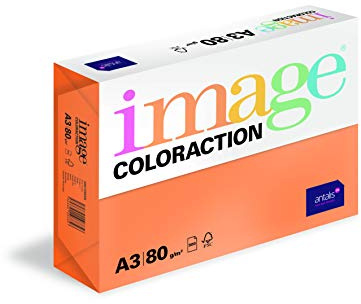 Image Coloraction Amsterdam - farbiges Kopierpapier - DIN A3, 297 x 420 mm, 80 g/m² - buntes, holzfreies Druckerpapier für Kopierer - 500 Blatt - Orange