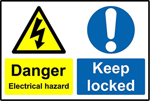Danger electrical hazard keep locked sign - 1.2mm Rigid plastic 400mm x 300mm