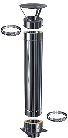 Schornsteinverlängerung Kaminverlängerung doppelwandig DW 113 Höhe 2,0 m / 0,5 mm