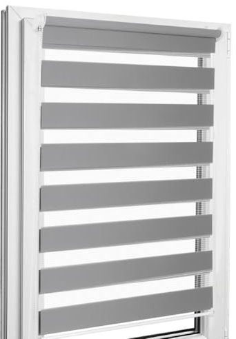 Home-Vision® DuoRollo Klemmfix, Doppelrollo ohne Bohren mit Klämmträgern, DuoRollos für Fenster und Türen (Graphit, B90cm x H150cm)