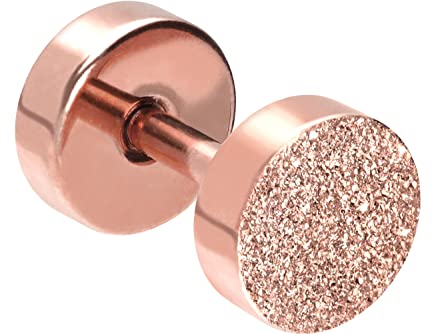 PIERCINGLINE Chirurgenstahl Fake Plug Stecker DIAMANTOPTIK RUND Piercing Ohr Tube Tunnel Roségoldfarben 10 mm