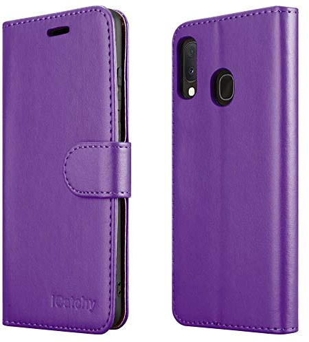 For Samsung Galaxy A20e Case Wallet Book [Stand View] Card Case Cover Magnetic Closure [Kickstand] Full Protection Premium Leather Folio Case Compatible with Samsung Galaxy A20E Phone Cover (Purple)