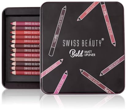 Swiss Beauty Bold Matte Lipliner Pencil, 12 Multi Color, (1.8g) Pack of 12
