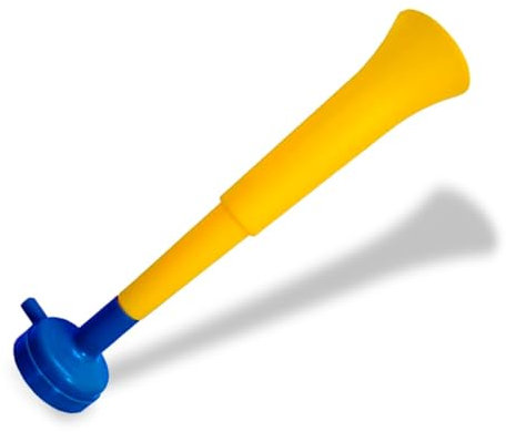 FUN FAN LINE - Pack x3 Plastik Vuvuzela Trompeten. Zubehör für Fußball- und Sportfeste. Geräuschvolles Lufthorn für die Animation. (Schweden/Ukraine)