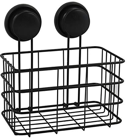 MSV - Estantería para ducha (rejilla para baño, sin agujeros, con ventosas, acero cromado, 20 x 16 x 22 cm)