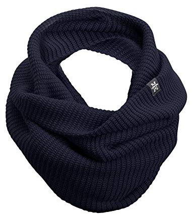 Manufaktur13 Knit Loop - Schlauchschal, Strick Loop mit Waffle Knit Muster, Wollschal/Langschal in versch. Farben erhältlich (M13) (Navy)