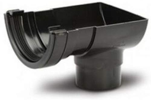 Stop End Outlet Black Half Round Guttering System