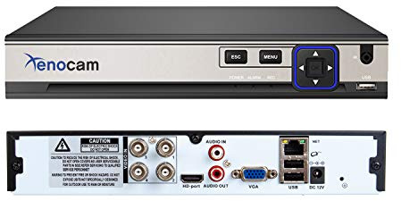 Xenocam 4CH 5M-N/1080N Full High Definition Hybrid for AHD/TVI/CVI/Analog/IP DVR H.265 CCTV Video Recorder P2P Remote Phone Monitoring for Home Security Surveillance System Camera (NO HDD)