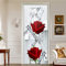 Türtapete Türposter 3D Tür Rose PVC Selbstklebend Türfolie Poster Tapete 90 x 200 cm (3 Sätze)