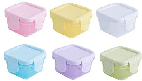 Pot Bebe Conservation,6 PCS Petits Pots en Plastique Mini Pots de Sevrage avec Couvercles Boîtes de Rangement pour Aliments pour Bébés Récipient Alimentation Congélateur Pots Alimentaires 60ML