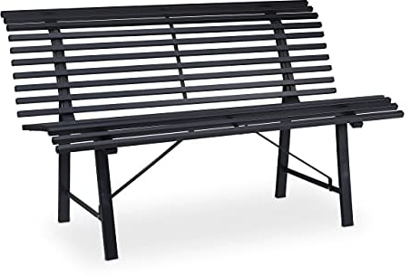 Relaxdays Gartenbank, 2 Sitzer, HBT: 79 x 130 x 75 cm, robuster Stahl, wetterfeste Sitzbank, stabile Parkbank, anthrazit