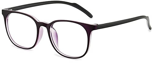 ANRRI Blaulichtblockierende Brille, rund, leicht, Brillenrahmen, Filter, blaues Licht, Computerspiel, violetter Rahmen, für Damen und Herren