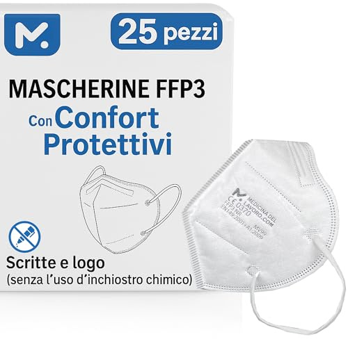 25 FFP3 Mund- und Nasenschutz Maske mit EC Zertifizierung, 5 Lagige Maske ohne Ventil, Staub- und Partikelschutzmaske, medizinische Schutzmaske mit hoher PFE-Filtereffizienz ≥ 99, 25 Atemschutzmaske